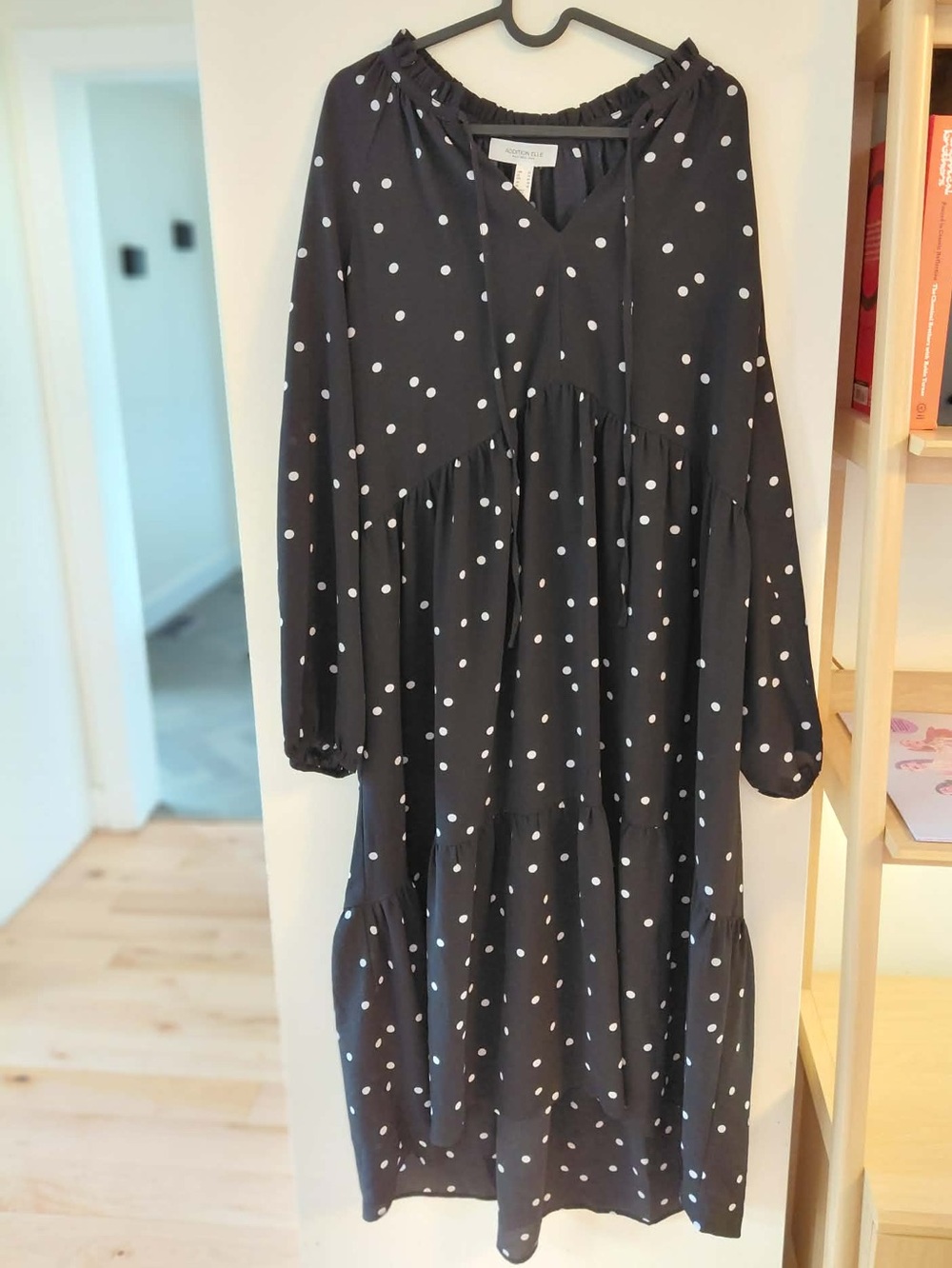 Addition Elle - Black Polka Dot Tiered Dress Size 14